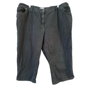 Woman Within Women's Plus Size Black Wash Denim Jean Capri Shorts Size 22W